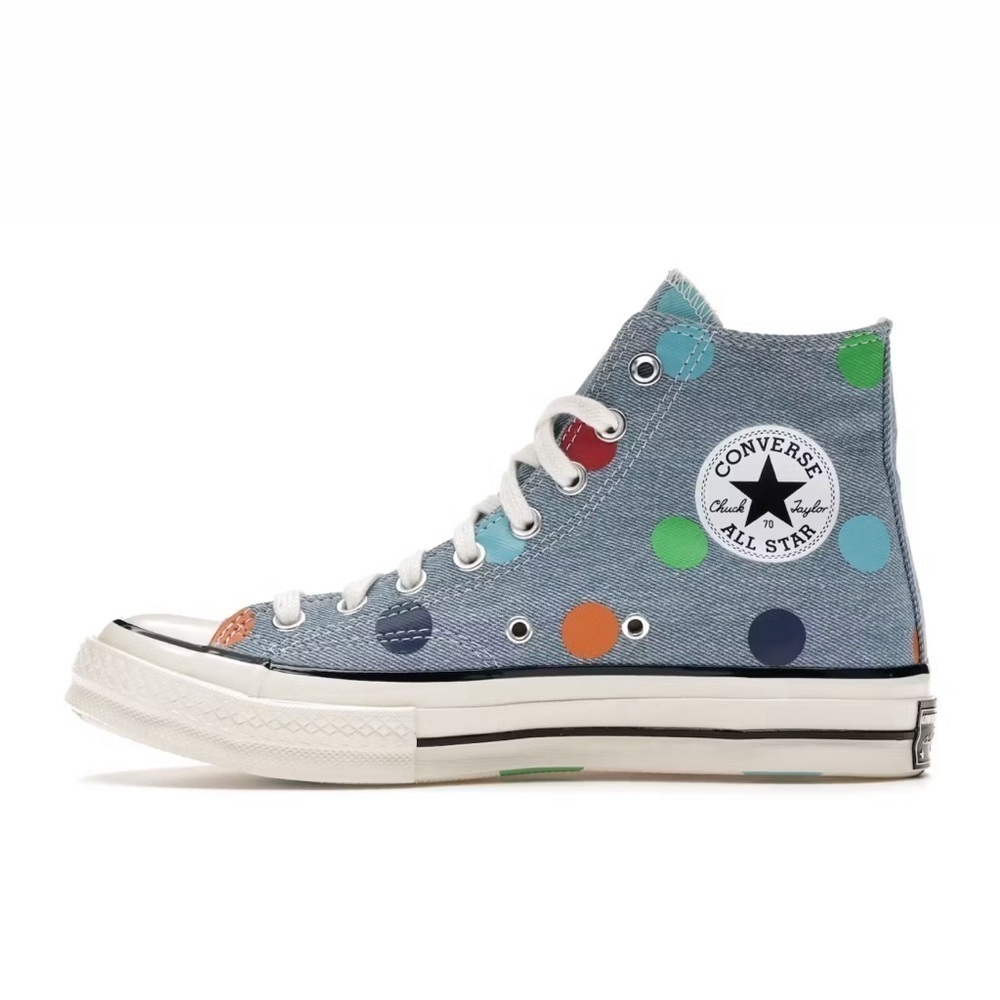 Golf Wang x Chuck Taylor All Stars Collab Blue Denim Polka Dot Hi Tops